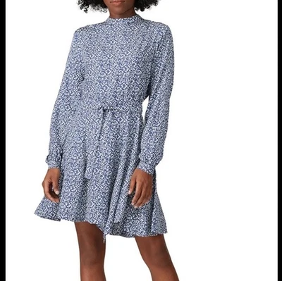 Nuevo con etiquetas Mini Vestido Derek Lam 10 Crosby Azul/Blanco Estampado Floral Talla 6 Cinturón Lujo Foto 1 de 4