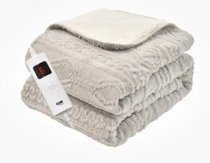 GlamHaus Textured Luxury Heated Throw Blanket Light Grey 160x130 Brand New - Picture 1 of 14