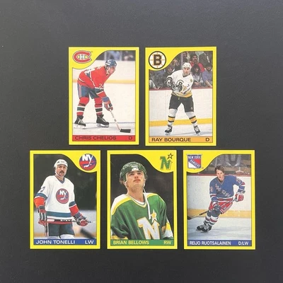 1985-86 Topps 🏒 Hockey, 5 different, scarce, hard-to-find, “Box Bottom” cards - Image 1 of 4