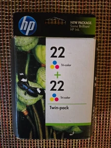 TWIN (2) PACK Genuine OEM HP #22 (C9532AN) TRI-COLOR Inkjet CARTRIDGES - Picture 1 of 2