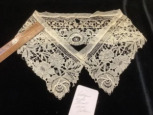 Cuello floral ancho eduardiano antiguo de encaje de colección de 1900 - Imagen 1 de 6