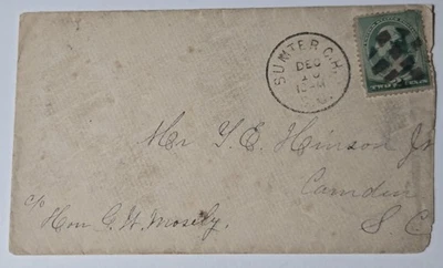 SUMTER C.H. SOUTH CAROLINA Cover to CAMDEN SC 1889 YD B/S Fancy Cancel - Image 1 of 2