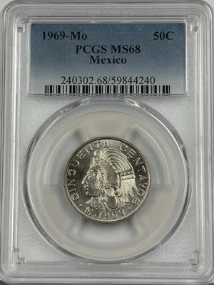 1969-Mo Mexico 50 Centavos PCGS MS68 TOP POP - Image 1 of 2