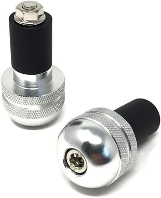 Moto Terminali Pesi Anodizzato per 22Mm 7/8" Manubrio - Argento - Immagine 1 di 4
