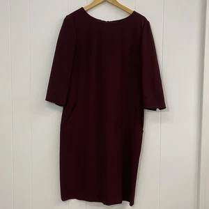 MM Lafleur Etsuko Dress Womens 12 Burgundy Sheath Minimalist Office Quiet Luxury - Picture 1 of 15
