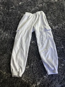White Cargo Sweatpants Youth Large 10/12 - Picture 1 of 2