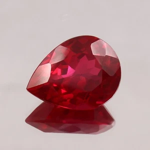 Lab Created Ruby Pair Corundum Pear Faceted AAA Loose Gemstones ( 15x20x8 mm ) - Picture 1 of 4