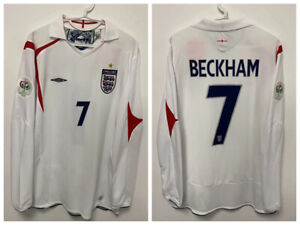David Beckham 2002 World Cup England Home Premium Retro Jersey Long Sleeve