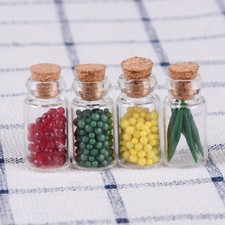 4Pcs Dollhouse miniature food glass jar cork bottle kitchen decor 1/12 TwMBUK
