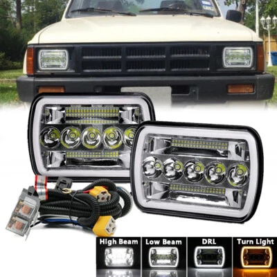 Пара светодиодных фар 5X7 дюймов 7x6 дюймов + жгут проводов реле H4 для пикапа Toyota - Изображение 1 из 4
