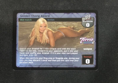 2004 WWE Raw Deal Trading Card Game Torrie Wilson Golden Thong Award Rookie Foil - Image 1 of 3