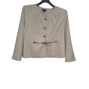 Isabella Beige 20W Blazer Formal Modern Style Pleat Neck Skirt Suit - Picture 1 of 6