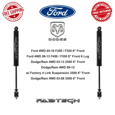 Par de amortiguadores de gas delanteros monotubo Fabtech Stealth para Ford F250, F350, F450 Foto 1 de 4