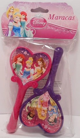 Maracas Disney PRINCESSES Ariel Cinderella 2 Piece Musical Instrument Toy Cover