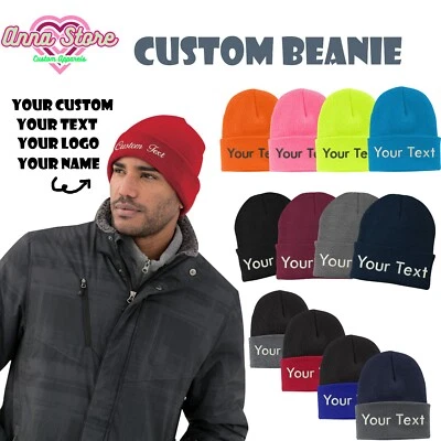 CP90 Custom Logo Texts Stitching Personalized Cuffed Beanie Winter Hats — 第 1/4 张图片