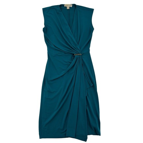Michael Michael Kors abito midi turchese senza maniche lato scrunch donna taglia XS