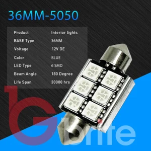 2x 6 LED 36mm LED BLUE Number plate light bulbs C5W 239 festoon NEON interior - Picture 1 of 4