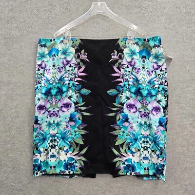 Vestido para mujer Roz & Ali 22 azul floral ombre hasta la rodilla abertura lápiz nuevo con etiquetas Foto 1 de 4