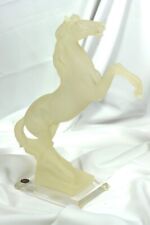 Monique Sculptures Horse Jumping Standing 16" Tall Satin Frosted Lucite Vintage