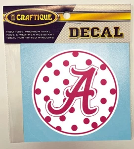 Alabama Crimson Tide SCRIPT A on POLKA DOT CIRCLE Vinyl Decal Sticker - Picture 1 of 1