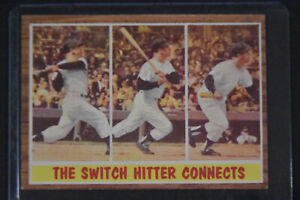 1962 Topps #318 Mickey Mantle - THE SWITCH HITTER CONNECTS