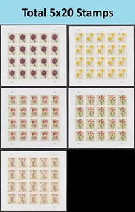 US 5897-5901 Flowers sheet 20 set 5 MNH 2024 - Picture 1 of 6