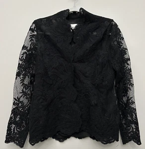 Victor Costa Top 10 schwarz Spitze Druckknopfverschluss weich Goth romantisch dunkel feminin - Bild 1 von 6