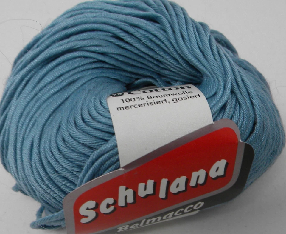 1 Skein Schulana Belmacco 100% Mercerized Cotton Yarn Blue Foto 1 de 1