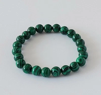 Modeschmuck Perlenarmband 8mm aus Synthetischen Malachite - Bild 1 von 4