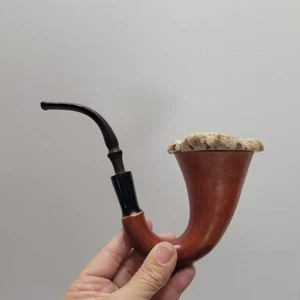 Vintage CALABASH Pipe Elk Horn Unbranded Sherlock Holmes Nice Look Estate Find - Foto 1 di 17
