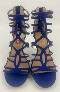 NUEVO Material Niña Pixie Tirantes Gladiador Sandalia Tacón Talla 10M Azul Cobalto Mujeres - Imagen 1 de 13