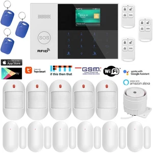 E44 WIFI Tuya APP GSM RFID Wireless Wired IR Home Security Alarm Burglar System - Picture 1 of 15