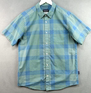 Patagonia Go To Hemd Medium Button blau grün kariert Bio Baumwolle 52690 MÄNGEL - Bild 1 von 9