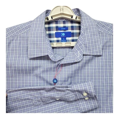 Egara платье рубашка мужчин XLARGE синий фиолетовый клетку не железо хлопок бизнес папа новый без ЯРЛЫКОВ - Изображение 1 из 4