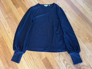 Boden Sparkly Pullover Sweater Women’s Sz Size 14 Dark Blue Bronze Sparkles Chic - Picture 1 of 11