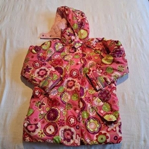 Hanna Andersson girls size 120 or US 6-7 winter jacket multi color floral VGUC - Picture 1 of 10