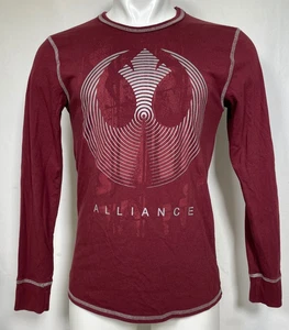 Star Wars Rebel Alliance Logo Burgundy Long Sleeve T-Shirt Men's SMALL - Picture 1 of 9