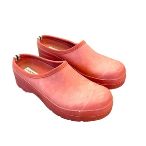 Hunter Original Play Rain Shoes Womens Size 11 Red Rubber Garden Clogs Slip On - Picture 1 of 9