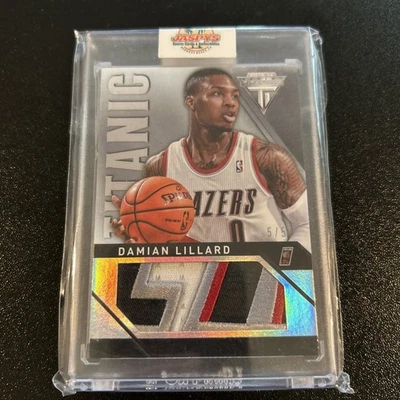 2013 Panini Titanium Basketball Damian Lillard Game Used Patch /5 Insane Logo - Image 1 of 2