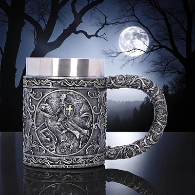 Medieval Knight Tankard Gothic Crusader Mug Templar Warrior Chalice Drinkware - Image 1 of 4