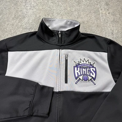 Sacramento Kings Adidas Jacket Men M Black Gray Full Zip Fleece Climawarm - Image 1 of 4