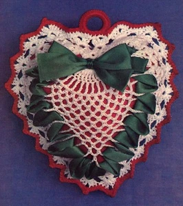 BEAUTIFUL Ribbon-Trimmed Heart/Ornament/Sachet/Crochet Pattern INSTRUCTIONS ONLY - Picture 1 of 1