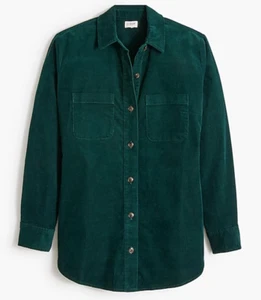 Camicia-giacca J Crew Factory oversize in velluto a coste verde smeraldo S - Foto 1 di 4