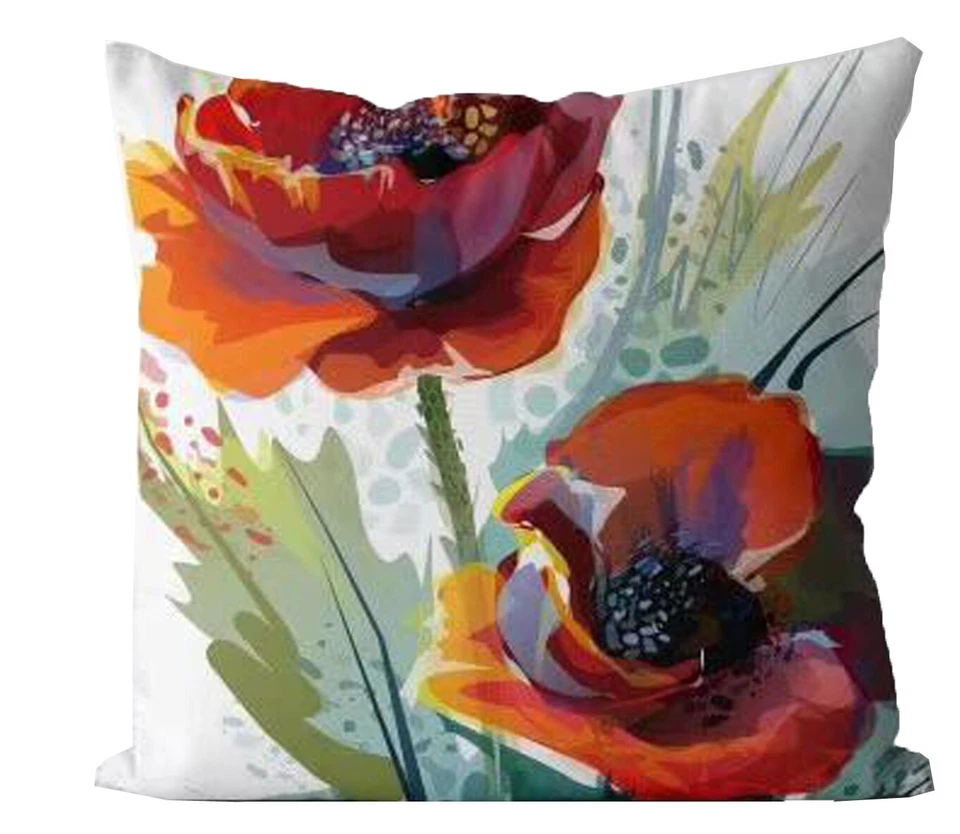 Multicolored Watercolor Effect Blooming Flower Print Cushion Cover - Image 1 of 1
