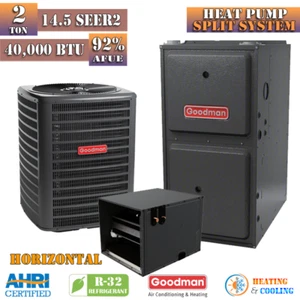 R32 Goodman 2 Ton Heat Pump & Gas Furnace 14.5 SEER2 92% AFUE 40000 BTU - Picture 1 of 4