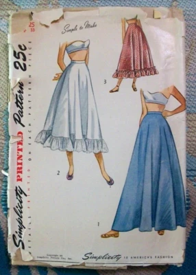 Simplicity Vintage 40s Sewing Pattern 2424 Ballerina Evening & Day Petticoat 25 - Image 1 of 2