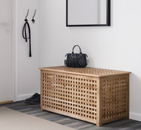 IKEA HOL ACACIA Large Wooden Coffee / Storage Table, Laundry Basket