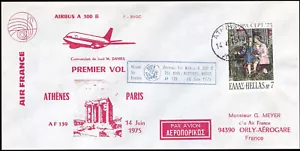 GRIECHENLAND - 1975 AIR FRANCE AIRBUS A300 ATHEN nach PARIS ERSTER FLUGABDECKUNG FFC - Bild 1 von 4