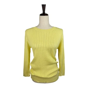 1901 Women's Yellow Button Back Ribbed Sweater Size Small A65 - Bild 1 von 4