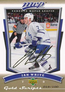 2007-08 Upper Deck MVP GOLD SCRIPT #170 IAN WHITE - x/100 - Toronto Maple Leafs